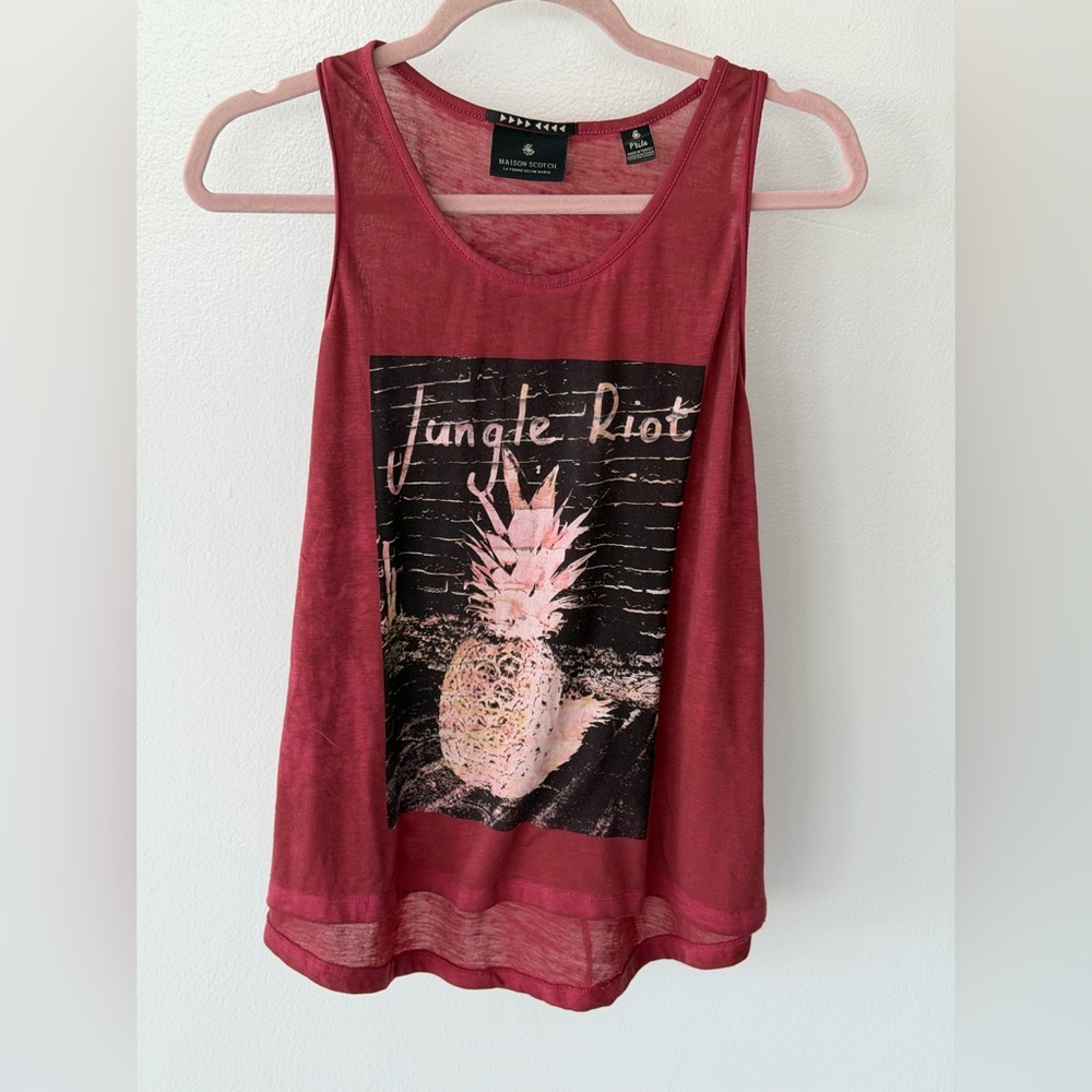 Scotch & Soda Burgundy Graphic Tank Top